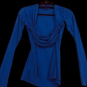 W by Worth Gem Blue Long Sleeve Knit Tee